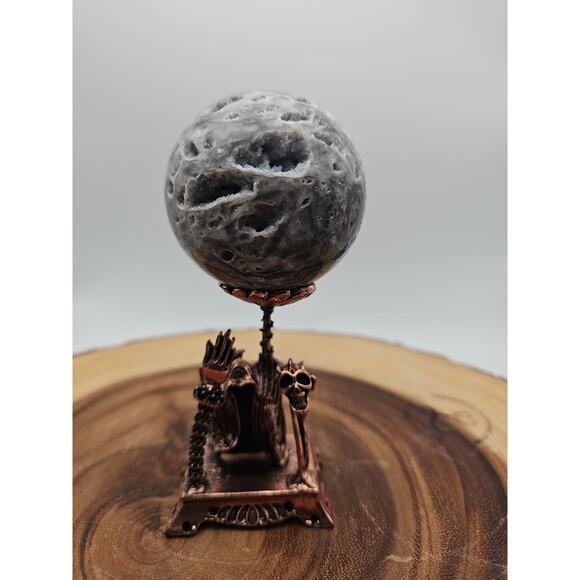 Druzy Ocean Jasper Sphere 62mm With Stand - Picture 3 of 10